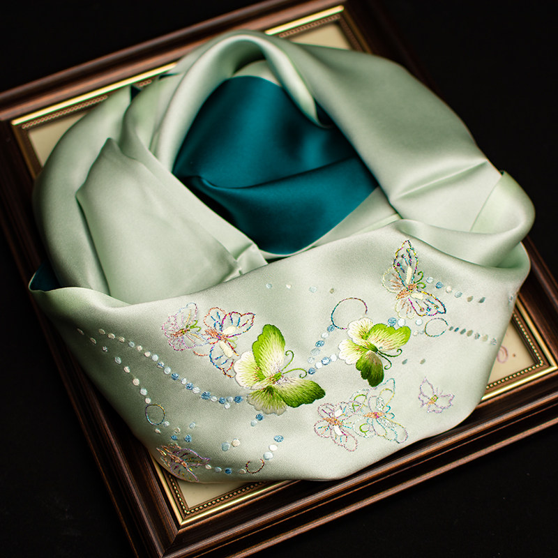 Embroidery Gift - ผ้าพันคอไหมซูโจวปักลาย, ผ้าพันคอไหมหม่อนปักลาย, ของขวัญสุดพิเศษ