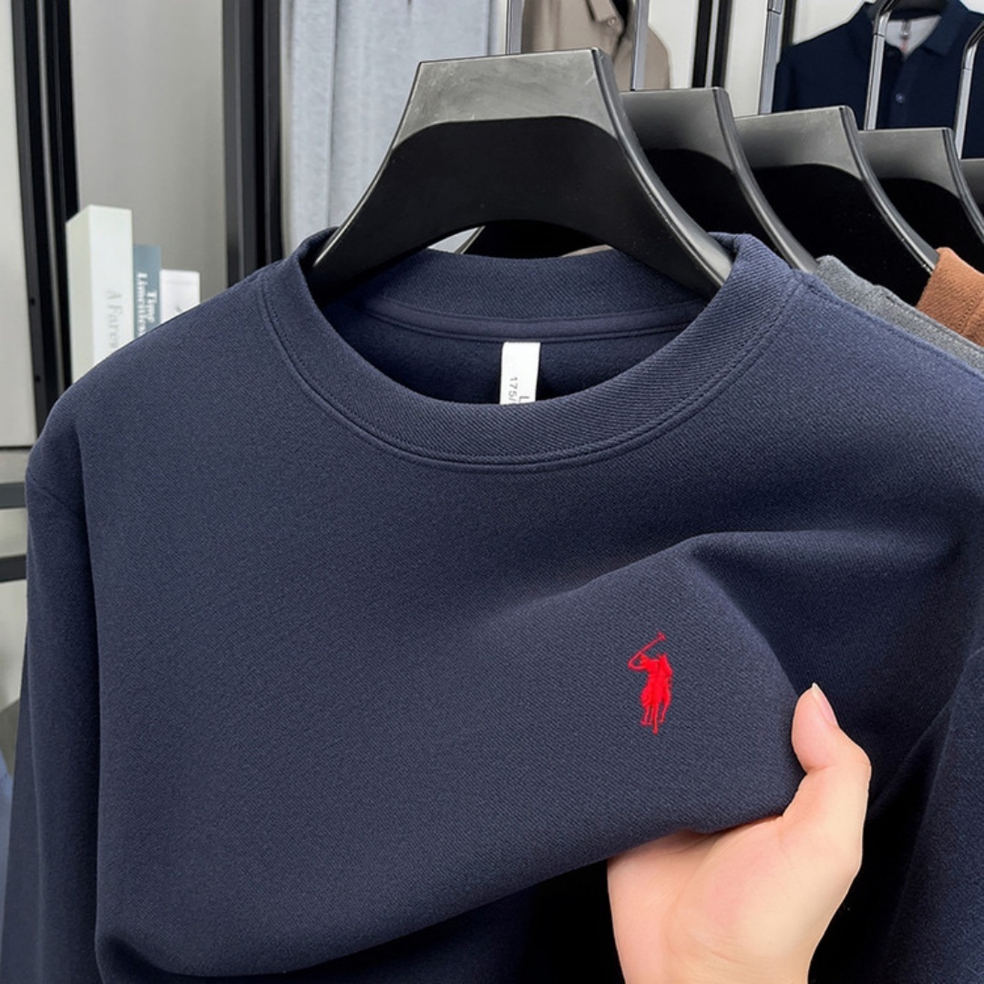 Embroidery Fashion - เสื้อโปโลแขนยาวผู้ชายแบรนด์หรู ผ้าฝ้ายแท้ 100% สำหรับฤดูใบไม้ร่วงและฤดูหนาว แฟชั่นหรูหรา ปักลาย