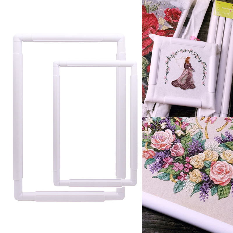 Embroidery Hoop Plastic - สแควร์รูปร่างเย็บปักถักร้อยชุดพลาสติก CROSS Stitch CRAFT เครื่องมือเครื่องมือเย็บผ้า Handhold