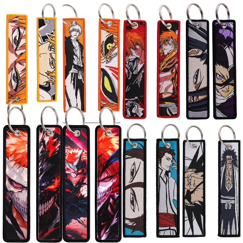 Embroidery Gift - พวงกุญแจปักลายอนิเมะ BLEACH ของตกแต่งเสริม คุโรซากิ อิจิโกะ คุชิกิ