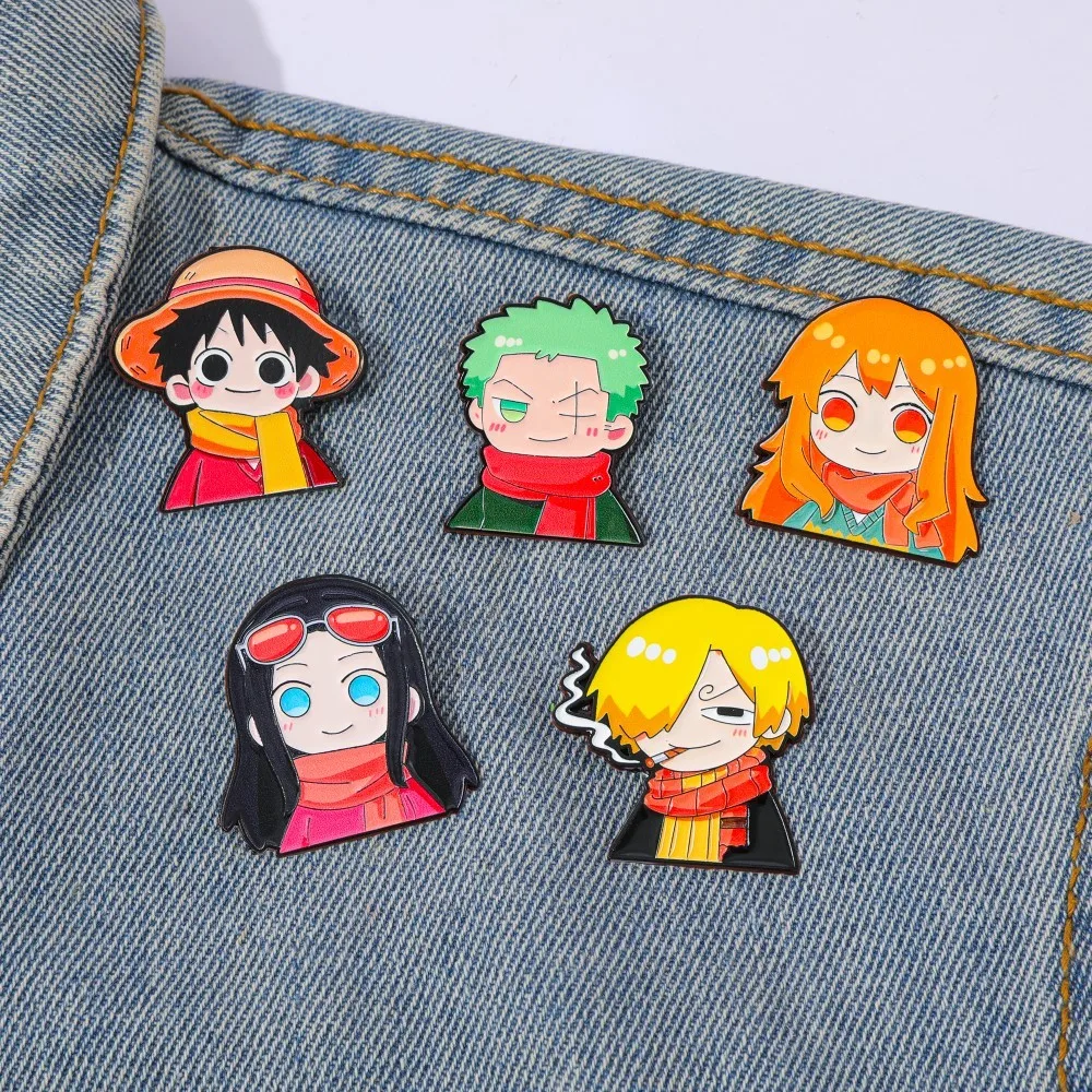 Embroidery Tulle - เข็มกลัดการ์ตูนอนิเมะน่ารัก 5 ชิ้น ลายตัวละครน่ารักๆ นามิ ลูฟี่