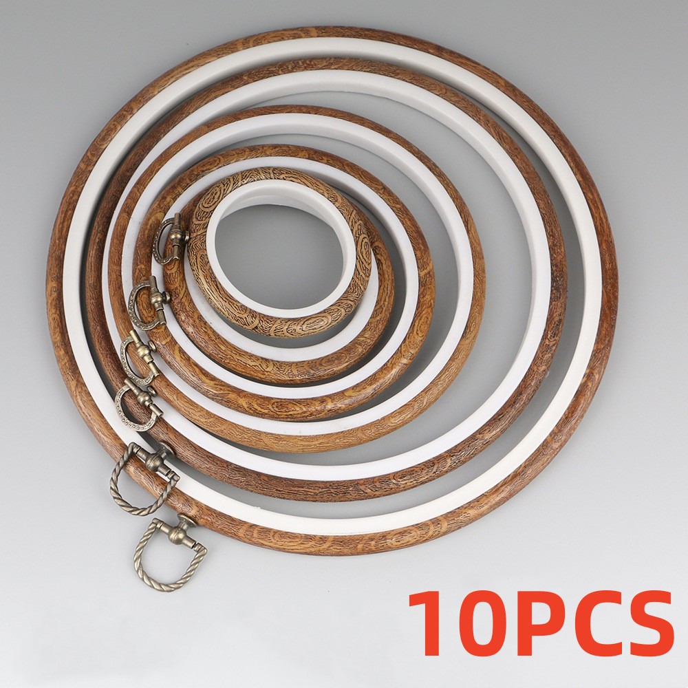 Embroidery Hoop Stand - 10ชิ้น/เซ็ต7.5-26ซม. ชุดสะดึงปักสีไม้ทรงกลมห่วงจมูกปักพลาสติกสำหรับงานฝีมืองานปักครอสติชแบบทำมือ