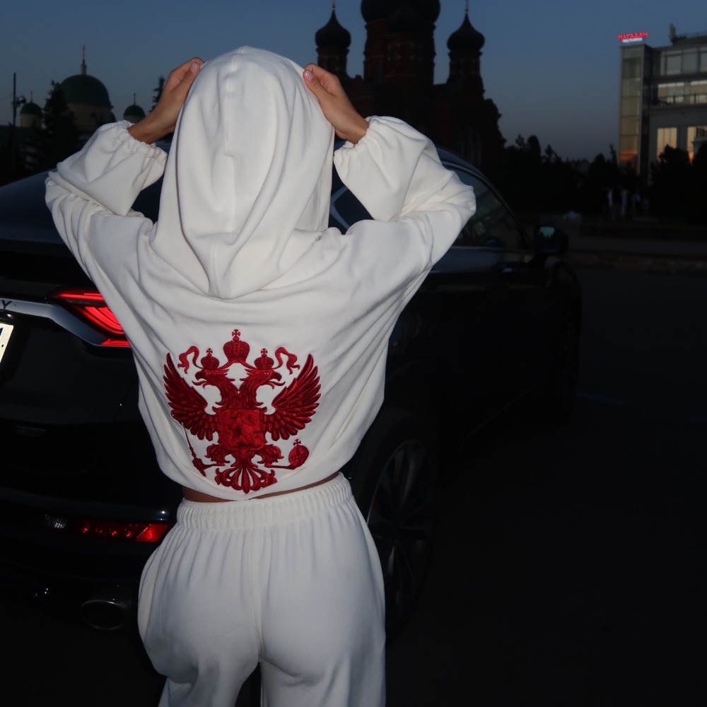 Embroidery Jacket - ชุดฮู้ดดี้ปักลายสไตล์สตรีทเทรนด์สำหรับฤดูใบไม้ร่วงและฤดูหนาว ผู้หญิง ชุดลำลองแบบหลวม หนา อุ่น พร้อมแจ็คเก็ตซิปและกางเกง