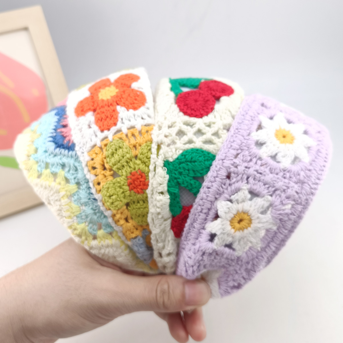 Embroidery Hoop Plastic - ดอกไม้หวานเย็บปักถักร้อยสาวผม Hoops สีสันถักกว้าง Hairband สําหรับสาว Headwear