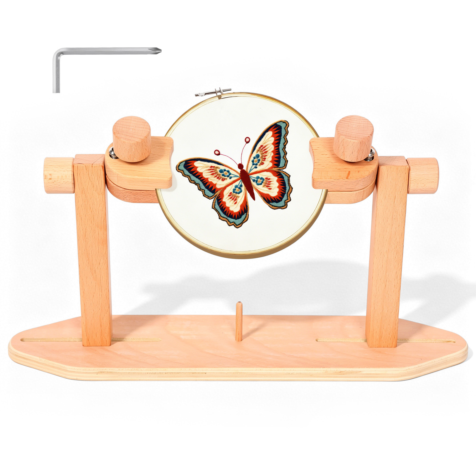 Embroidery Hoop Stand - ขาตั้งวงแหวนปักผ้าไม้ ปรับระดับได้ ที่วางวงแหวนปักผ้าแบบแฮนด์ฟรี ขาตั้งปักครอสติช อุปกรณ์เย็บปักถักร้อย