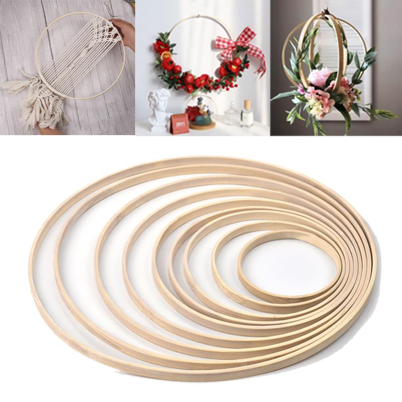 Embroidery Hoop Stand - 1/5Pcs 8-33ซม.ไม้ DIY Handmade Catcher เย็บปักถักร้อยหัตถกรรมงานปักครอสติชไม้ไผ่วงกลมแหวนแขวนงานแต่งงานตกแต่งคริสต์มาส