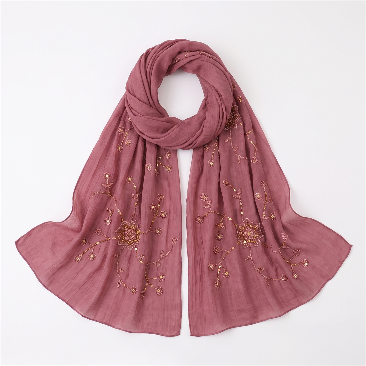 ผ้าคลุมศีรษะฮิญาบลายยับพร้อมปั - Embroidery Fashion บทวิจารณ์และราคา