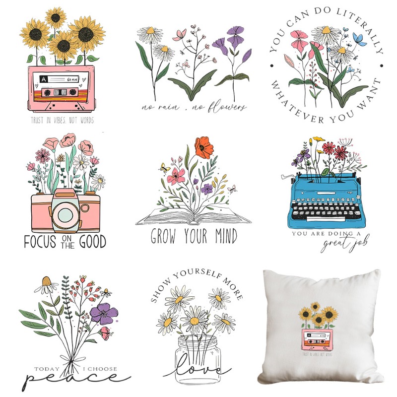 สติกเกอร์ลายการ์ตูนดอกไม้สำหรั - Embroidery Tshirt บทวิจารณ์และราคา