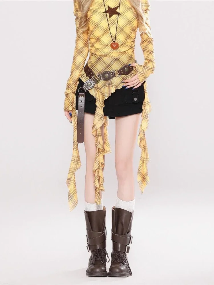 เสื้อยืดวินเทจลายสก๊อต Y2K สำห - Embroidery Fashion บทวิจารณ์และราคา