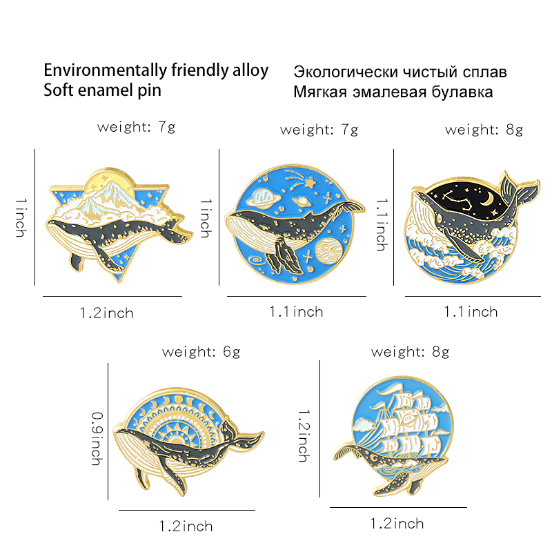 Ocean สัตว์เคลือบ Pins ปลาวาฬ  - Embroidery Whale บทวิจารณ์และราคา