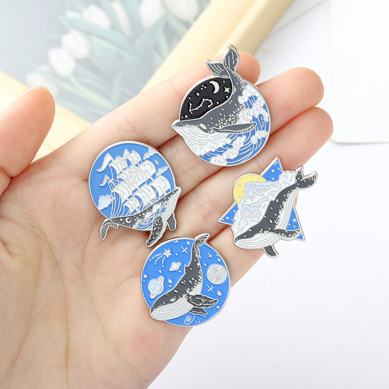 Ocean สัตว์เคลือบ Pins ปลาวาฬ  - Embroidery Whale บทวิจารณ์และราคา