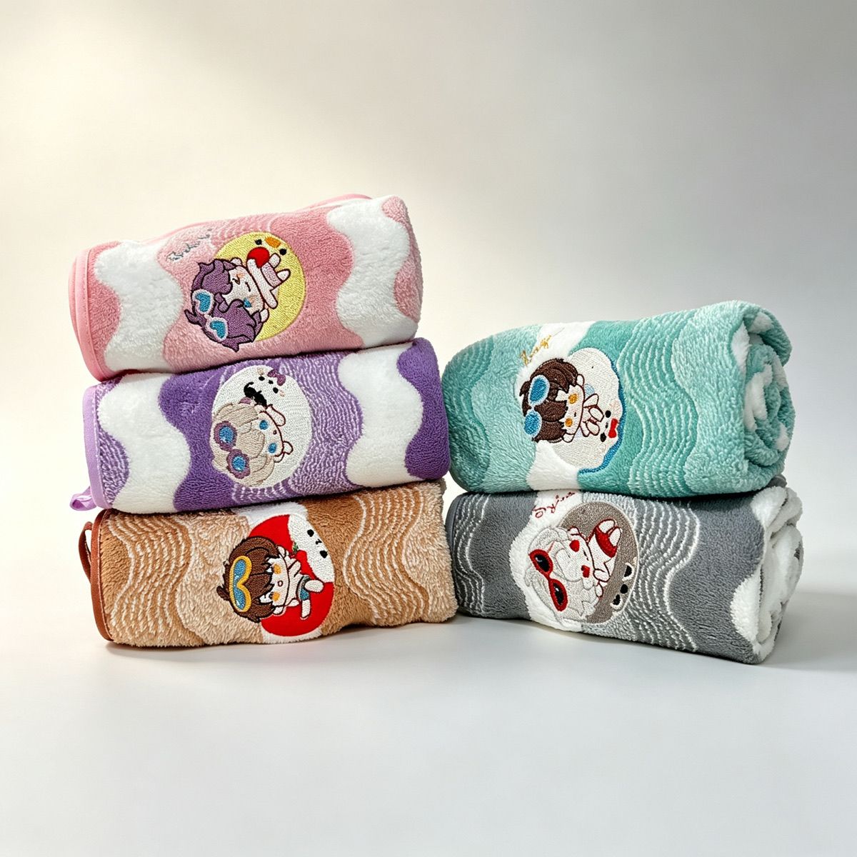 ผ้าเช็ดมือขนแกะลายการ์ตูน Anim - Embroidery Gift Ideas บทวิจารณ์และราคา