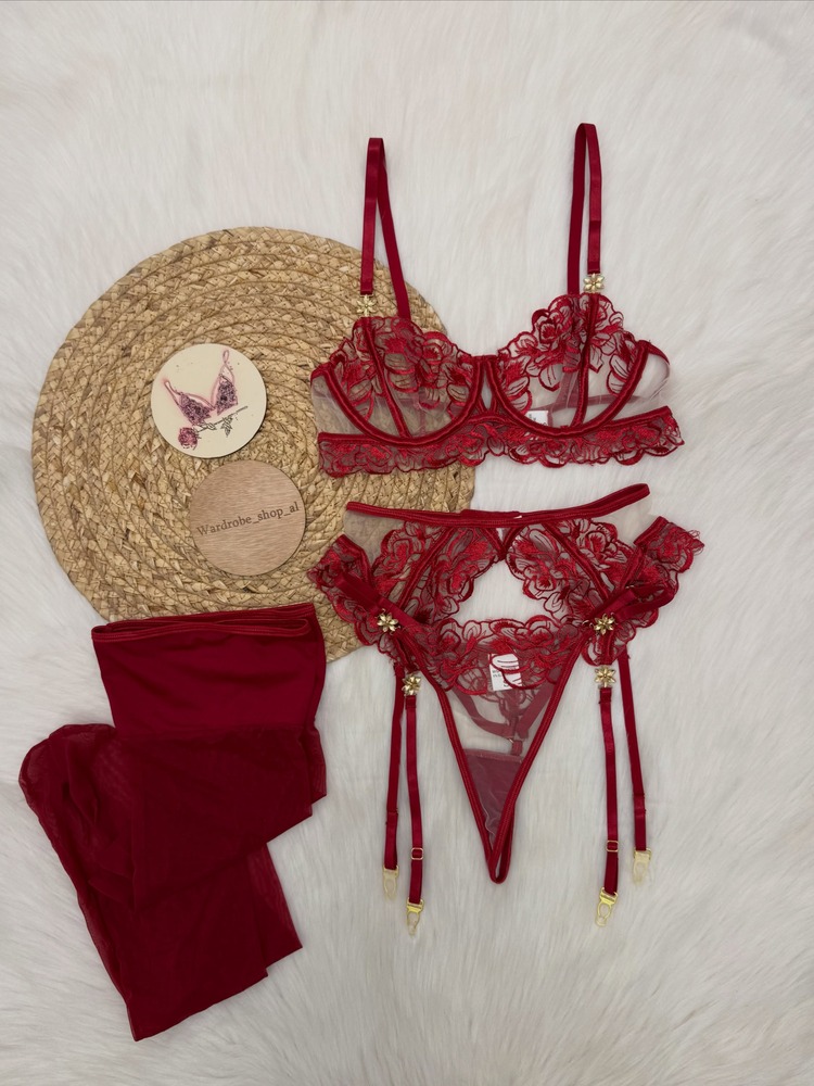 ชุดชั้นในลูกไม้สีเบอร์กันดีสำห - Embroidery Outfit บทวิจารณ์และราคา