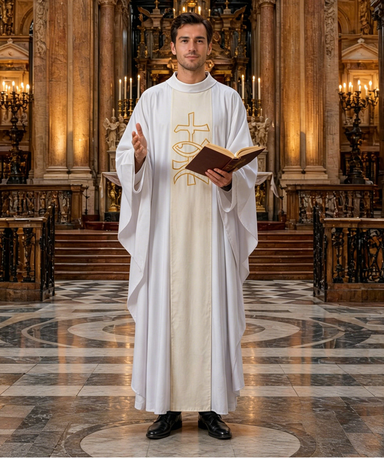 ชุดคลุมศาสนาจารย์สีขาว ปักลายก - Embroidery Outfit บทวิจารณ์และราคา
