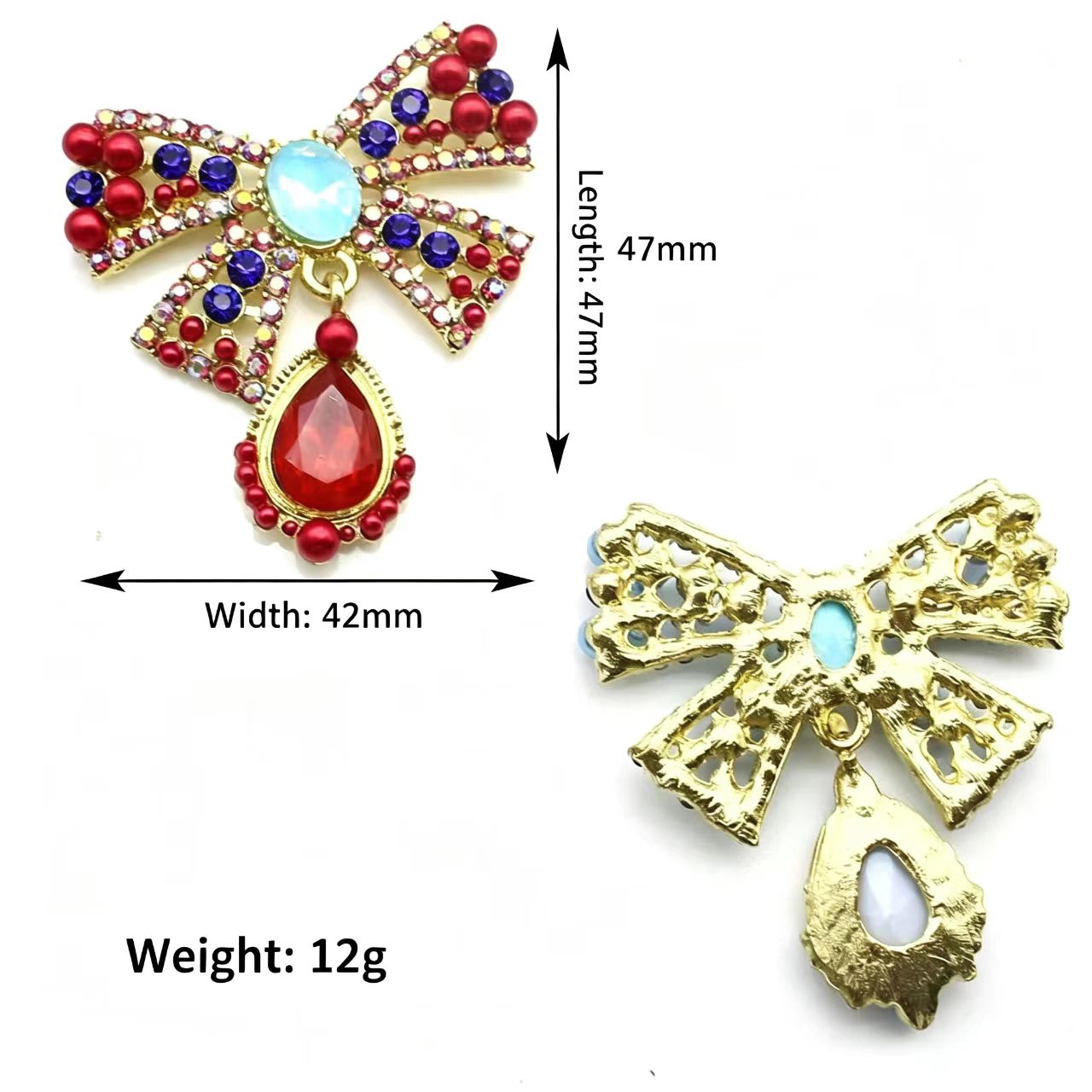 เข็มกลัดโบว์โลหะผสมสีทองประดับ - Embroidery Simple บทวิจารณ์และราคา