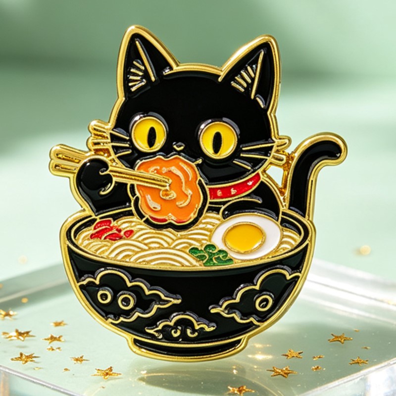 เข็มกลัดโลหะรูปแมวดำน่ารักกำลั - Embroidery Tulle บทวิจารณ์และราคา
